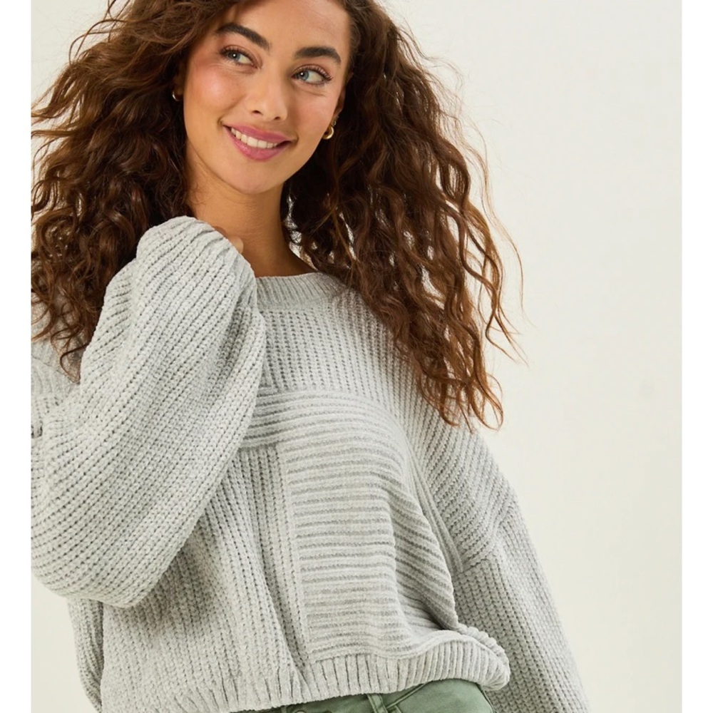 Altar'd State Blaise Cropped Sweater with Textured Knit and Relaxed Fit
